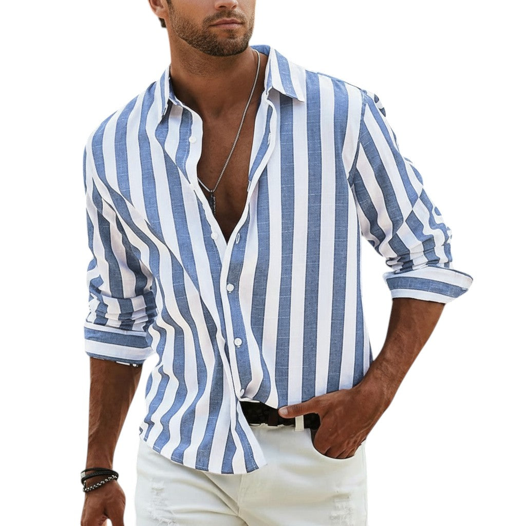 Striped Men’s Shirt for Autumn-STYLAAR