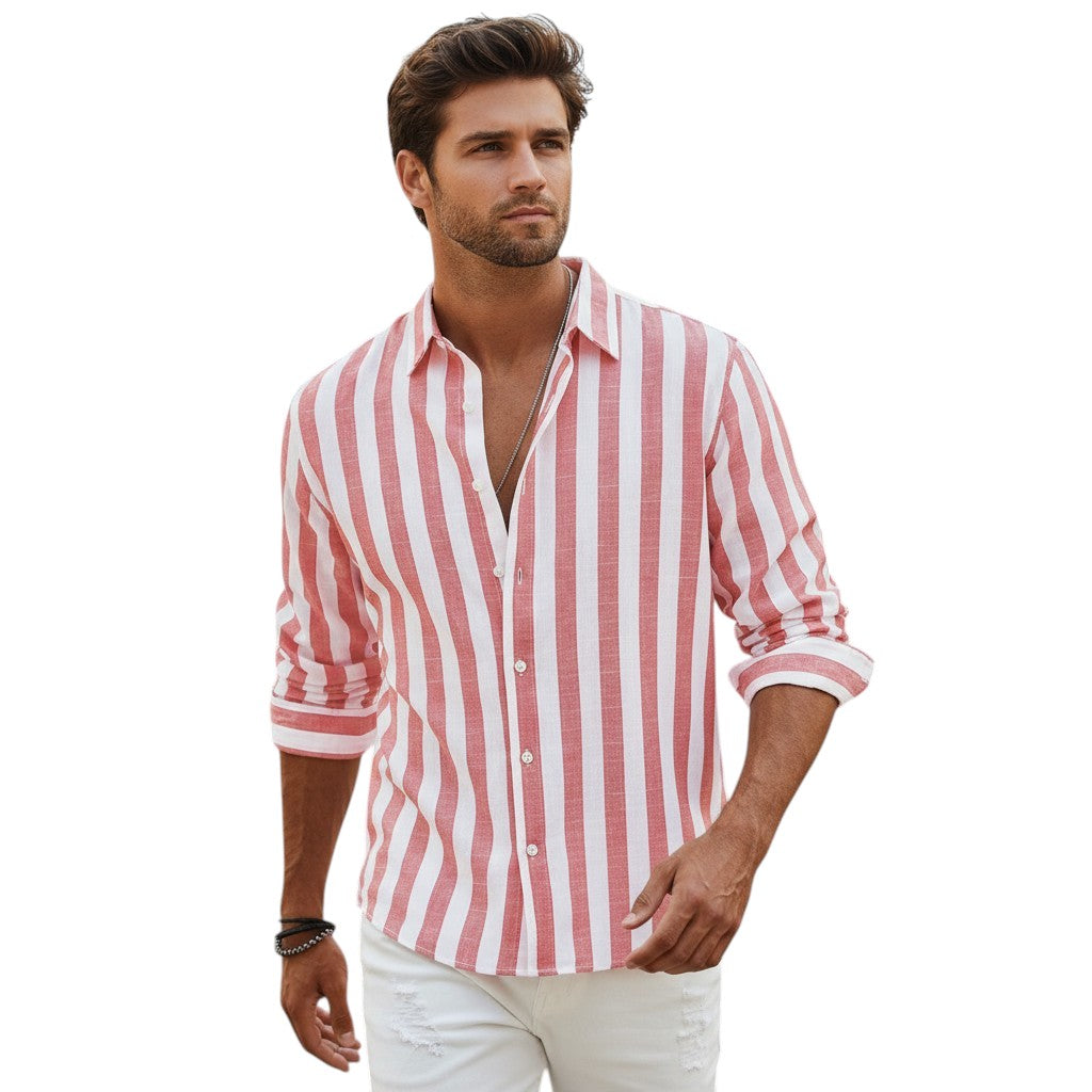 Striped Men’s Shirt for Autumn-STYLAAR