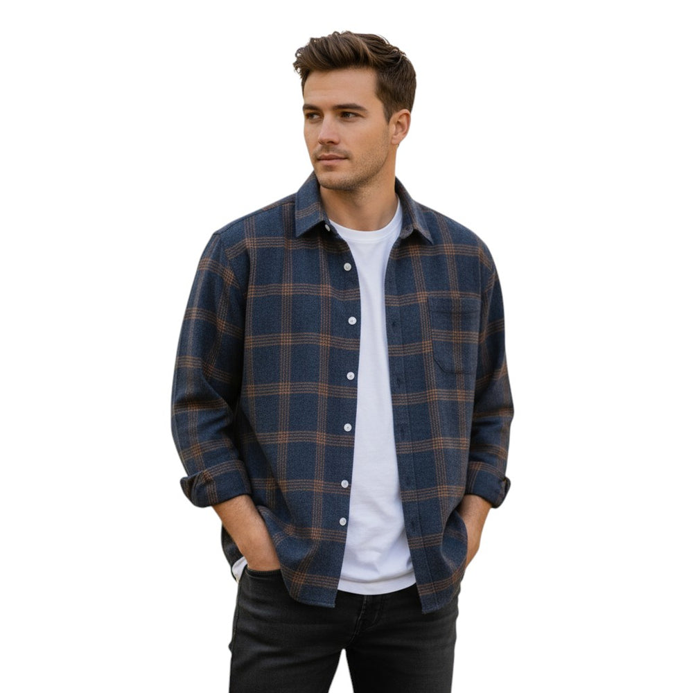 Stylish Plaid Autumn Shirt for Men-STYLAAR