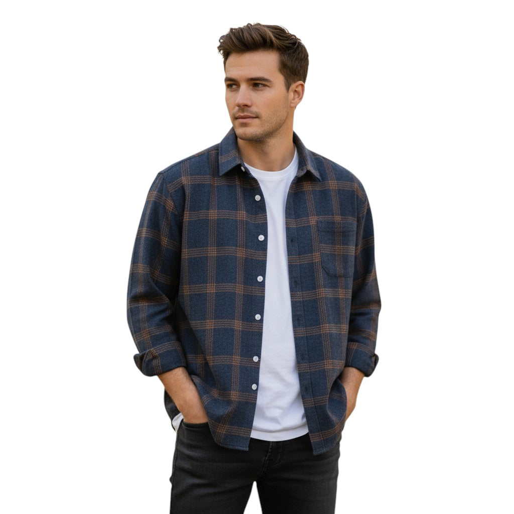 Stylish Plaid Autumn Shirt for Men-STYLAAR