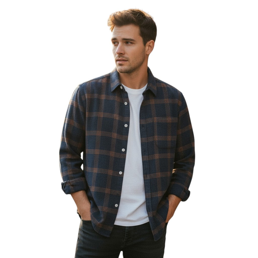 Stylish Plaid Autumn Shirt for Men-STYLAAR